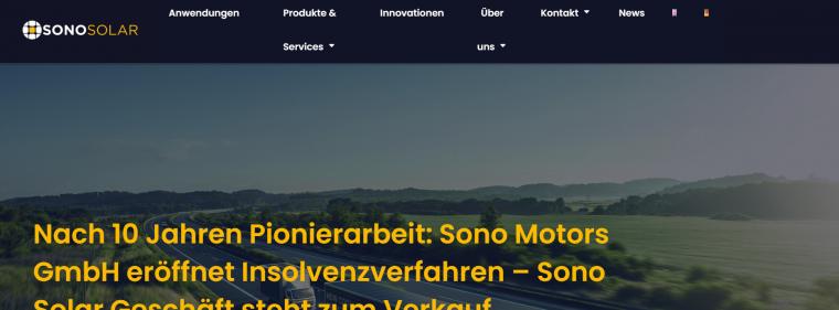 Energie & Management > Wirtschaft - Sono Motors ist insolvent