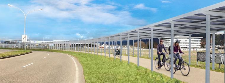 Energie & Management > Photovoltaik - Photovoltaik-Dach für Freiburger Radweg