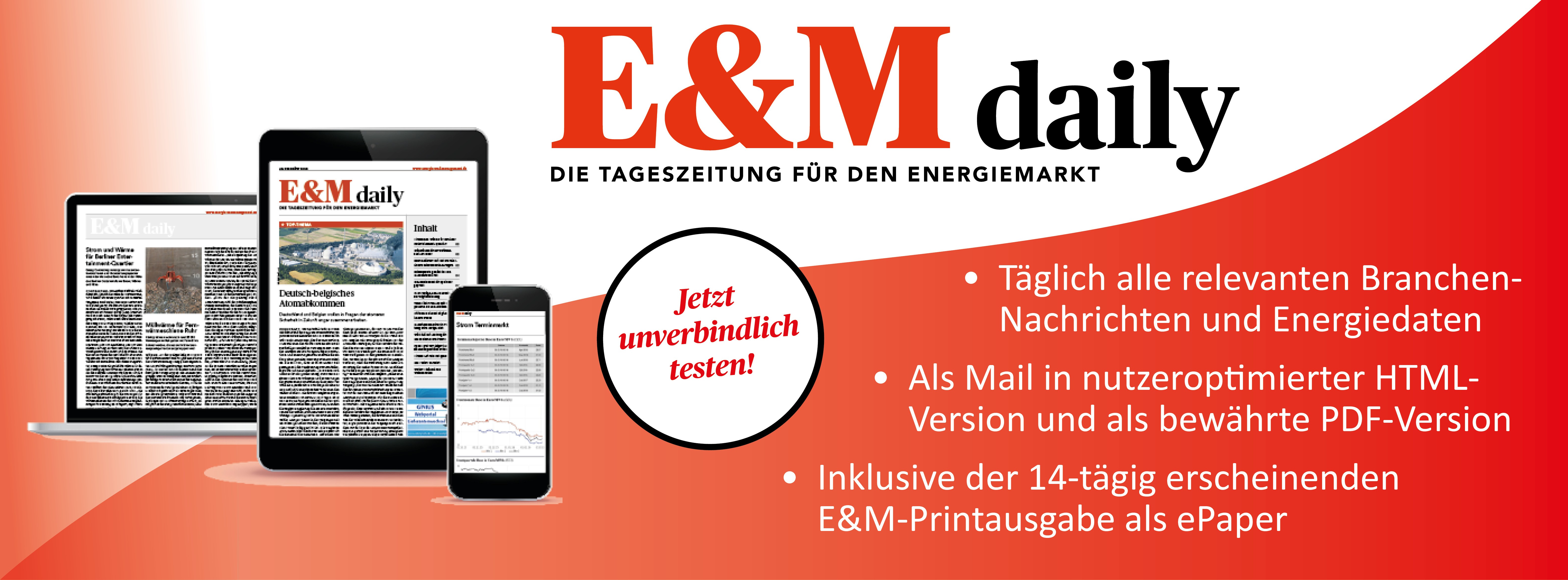 Energie & Management > Alles Wichtige Auf Einen Blick - Testen Sie unsere Online-Tageszeitung E&M daily!