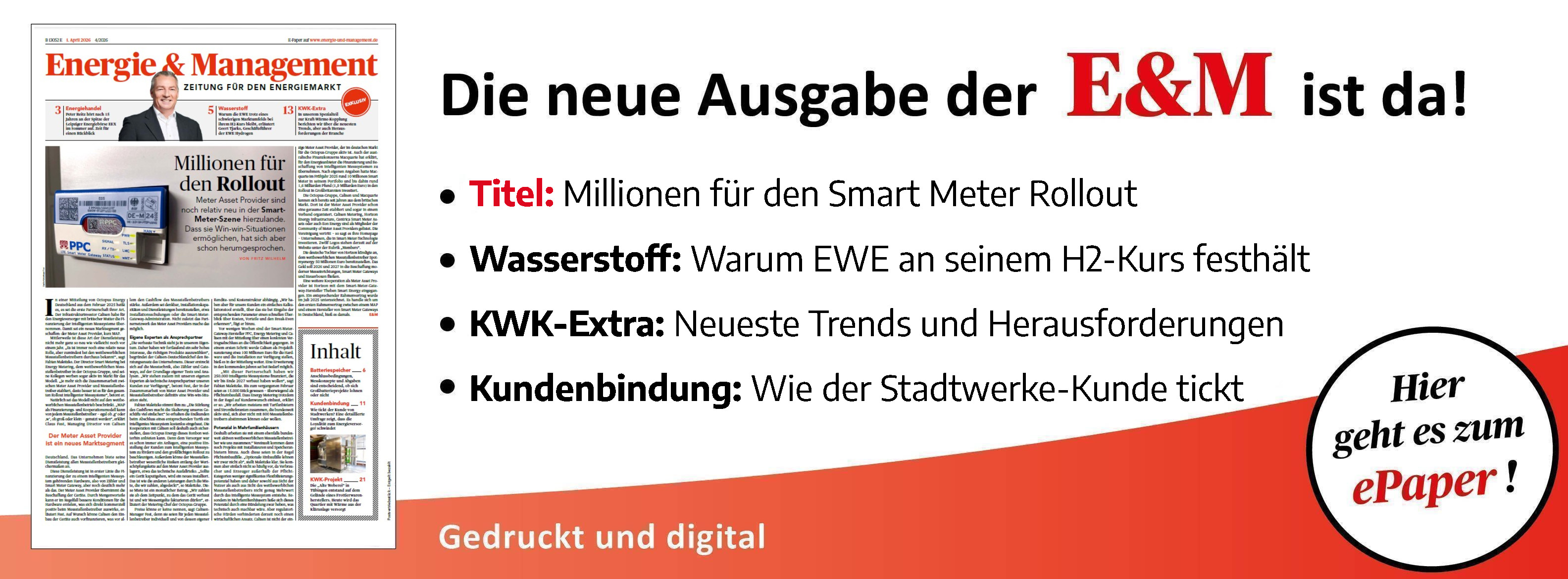 Energie & Management > In Eigener Sache - Jetzt die neue E&M-Ausgabe als ePaper lesen!