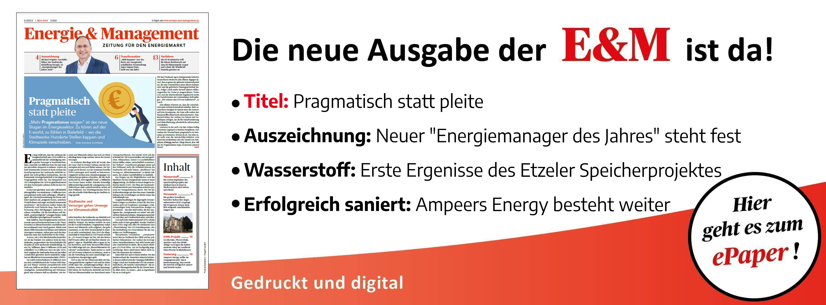Energie & Management > In Eigener Sache - Jetzt die neue E&M-Ausgabe als ePaper lesen!