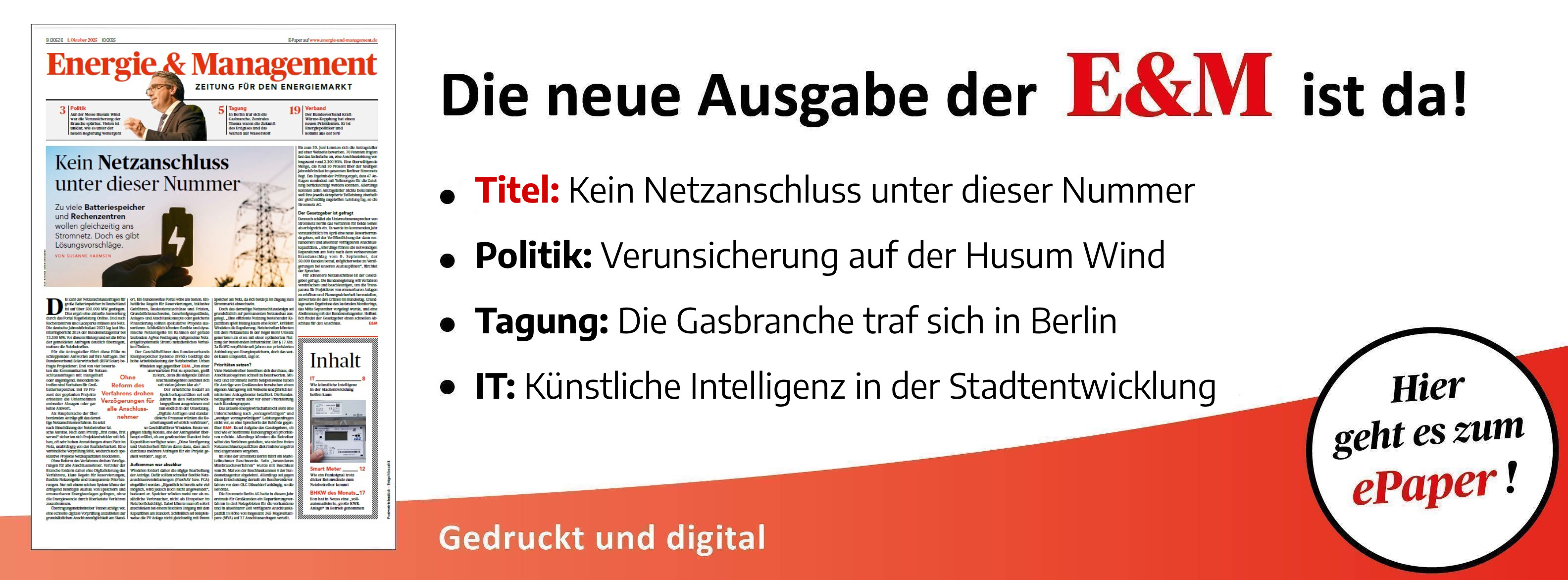 Energie & Management > In Eigener Sache - Jetzt die neue E&M-Ausgabe als ePaper lesen!