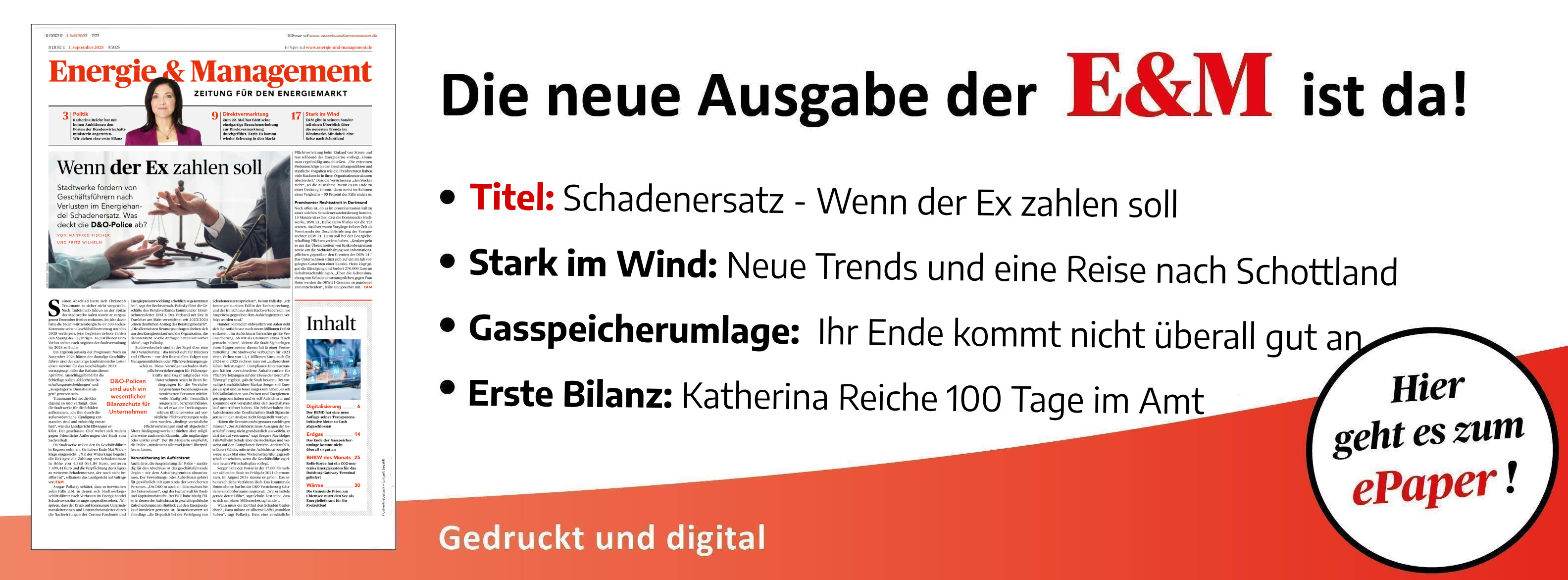 Energie & Management > In Eigener Sache - Jetzt die neue E&M-Ausgabe als ePaper lesen!