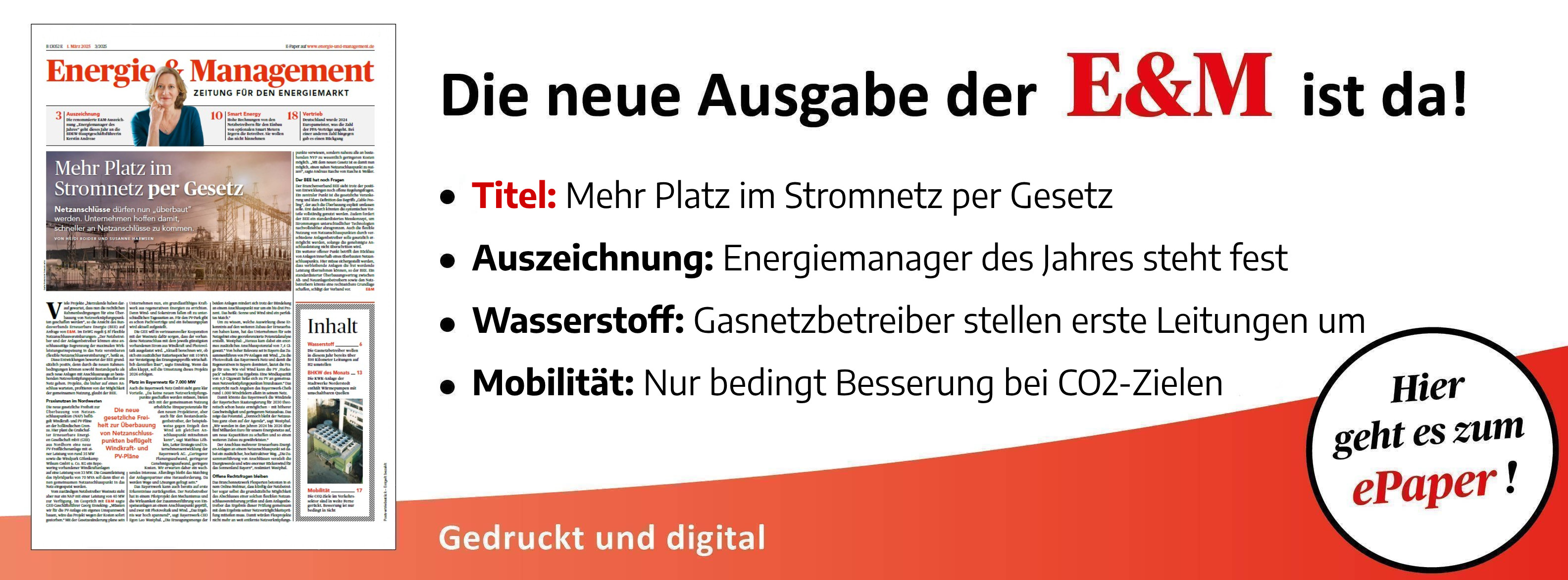 Energie & Management > In Eigener Sache - Jetzt die neue E&M-Ausgabe als ePaper lesen!