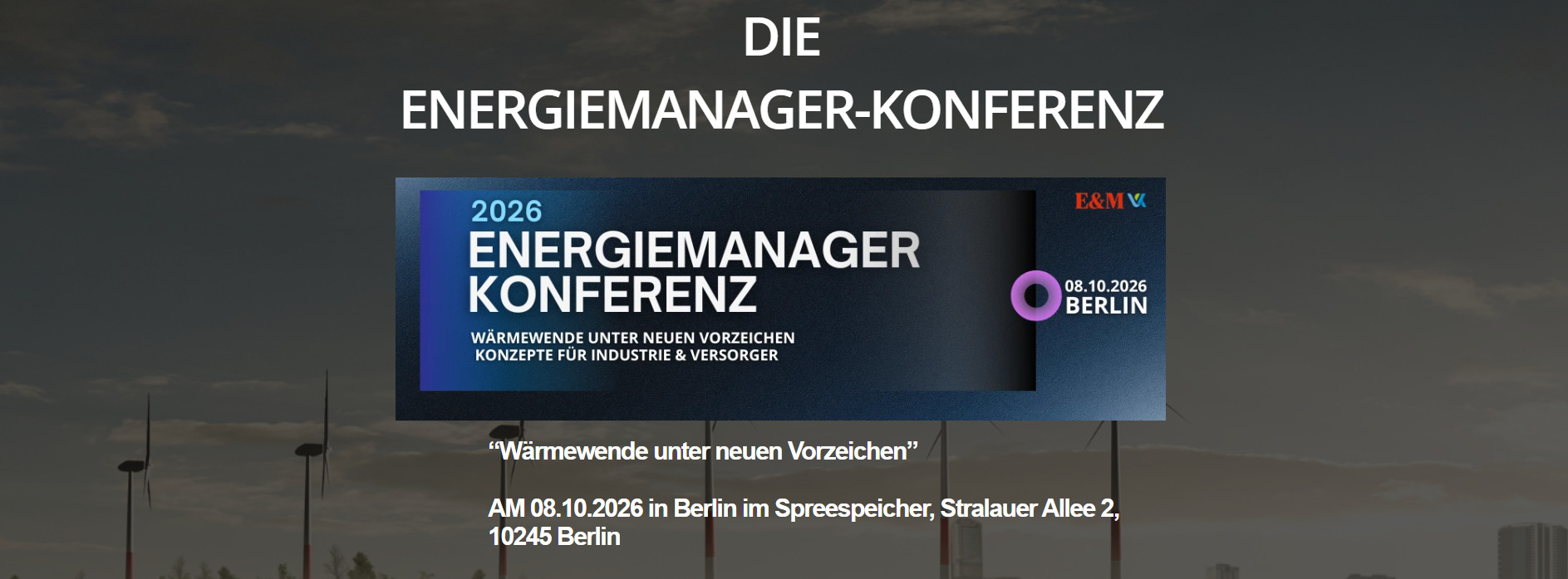 Energie & Management > In Eigener Sache - E&M-Energiemanager-Konferenz: Wärmewende im Fokus