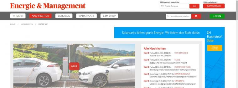 Energie & Management > In Eigener Sache - E&M: Relaunch des Internetauftritts